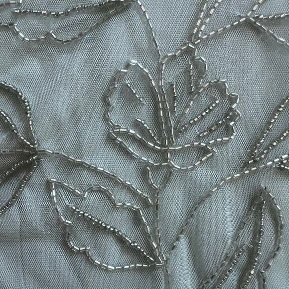 NWT Adrianna Papell Aqua Dust Short Sleeve Blouson Beaded Mixi Gown Women's 0 - Picture 4 of 12